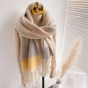 Chunky Winter Plaid Blanket Scarves  Fuzzy Warm